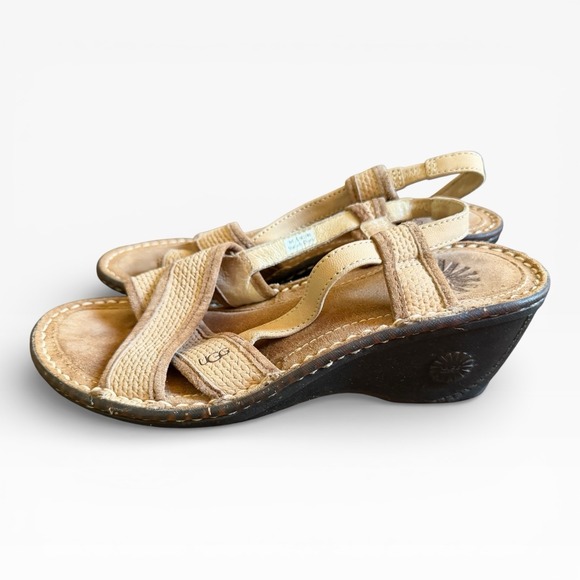 Womens UGG 'Mayley' 3146 Beige-Tan Slingbacks Wedge Sandals SIZE 6 - Picture 4 of 6